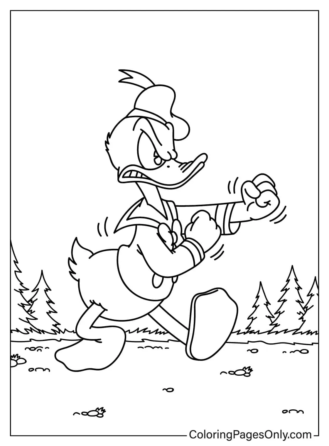Donald Duck Defenting Himself - Free Printable Coloring Pages