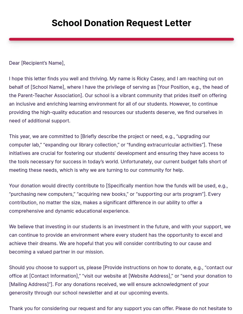 Donations request letter infoupdate printable coloring page