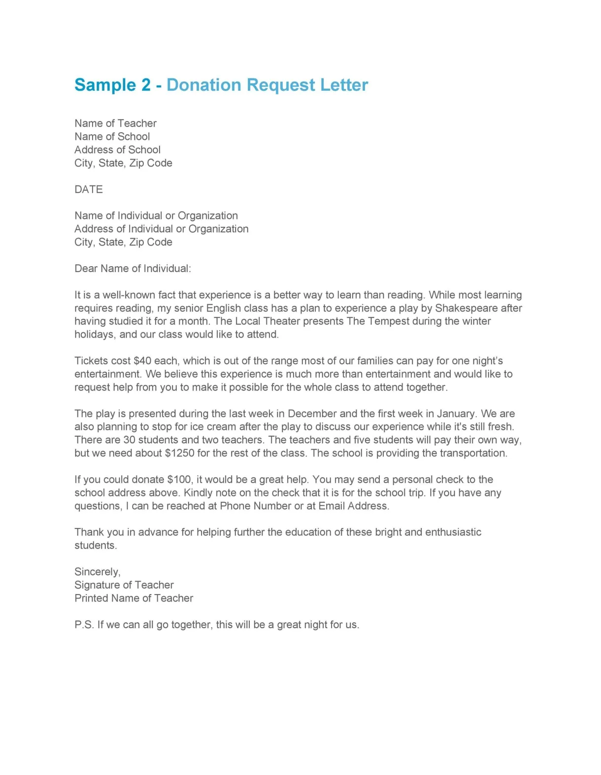 Donation request letter