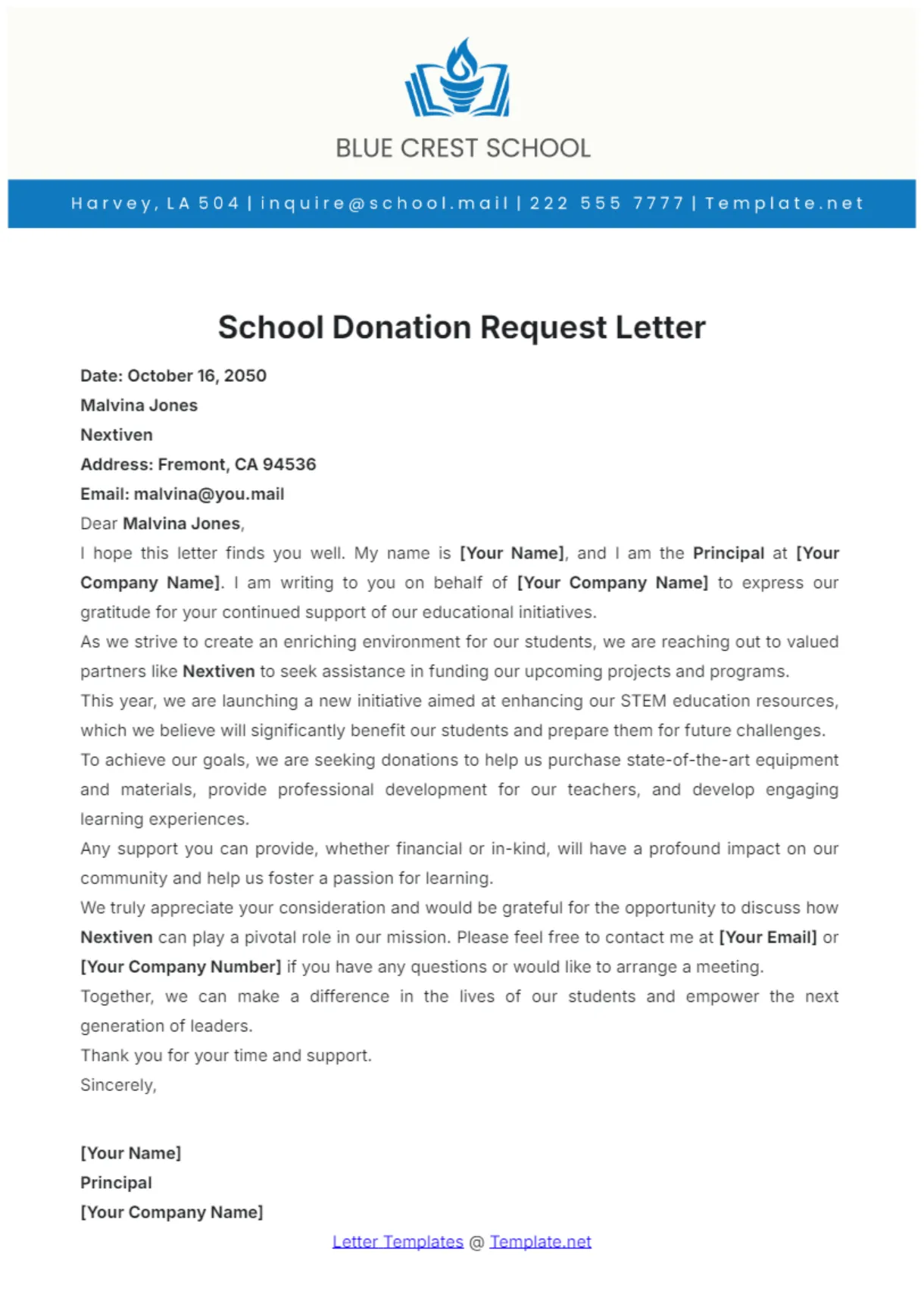 Free school template to edit online