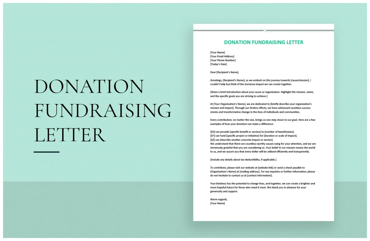 Food to organization template in word, google