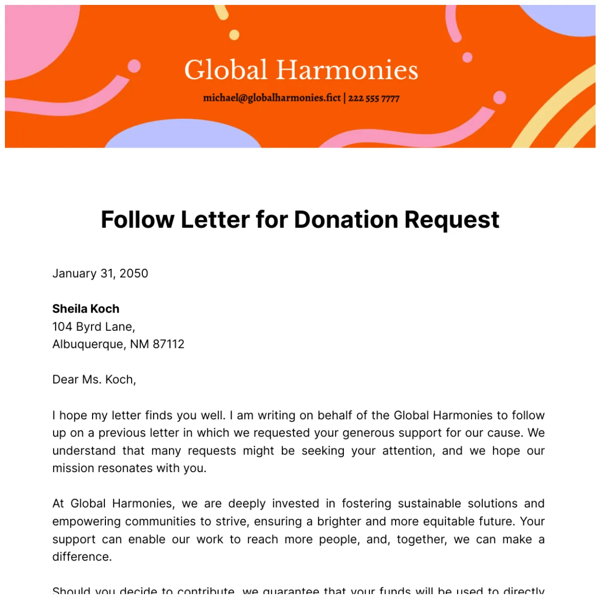 Free volunteer fire department donation letter template to edit online