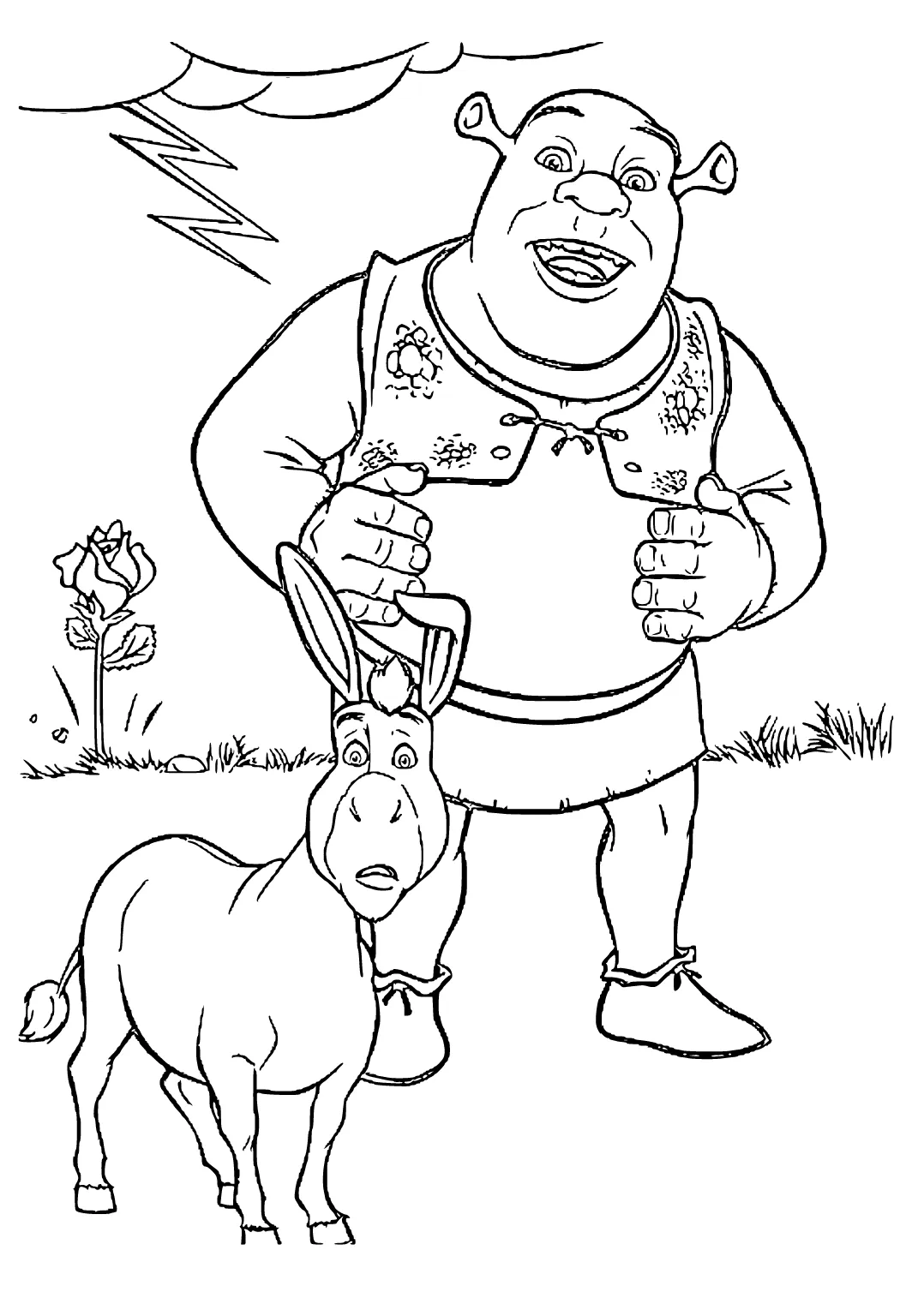 Shrek Donkey Coloring Page