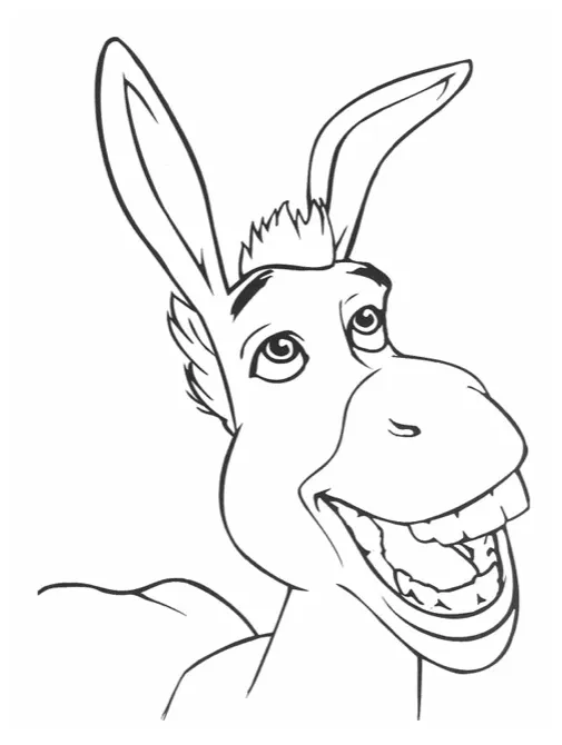 Donkey from Shrek Printable Coloring Page