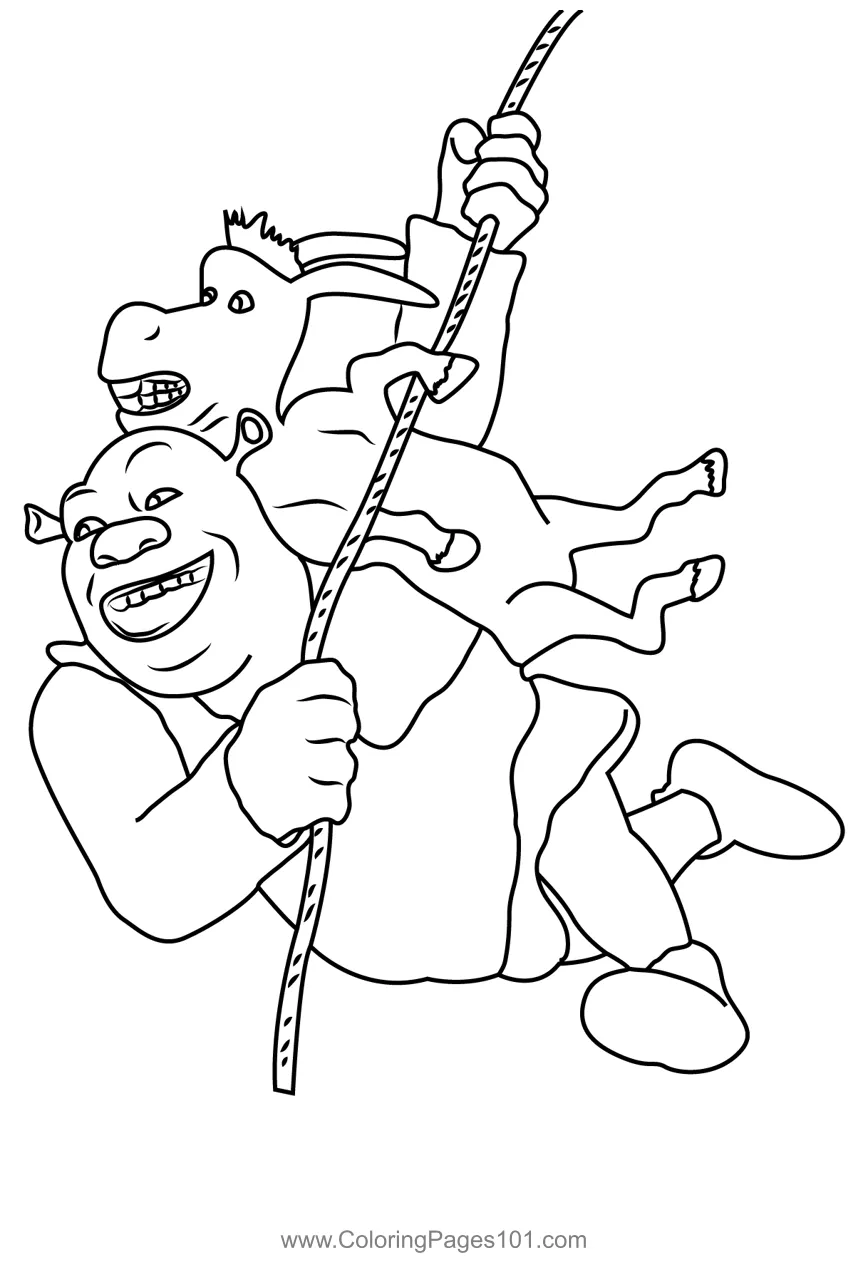Shrek And Donkey Coloring Page for Kids - Free Shrek the Third