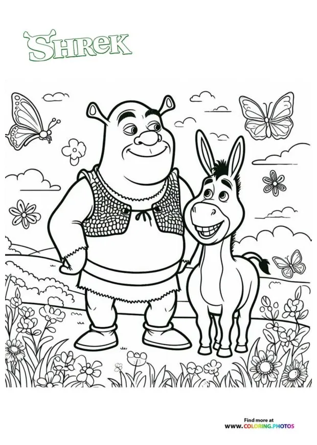 Shrek and Donkey - Coloring Pages for kids