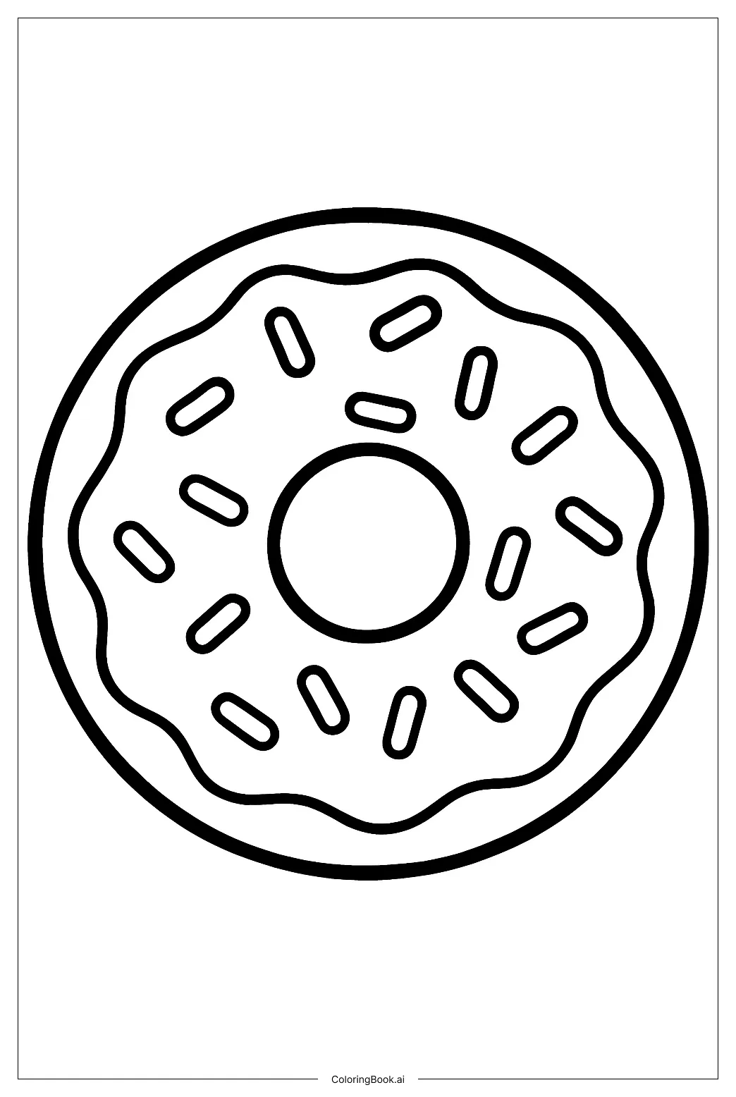 Donut with candy toppings and sprinkles coloring page free pdf&png