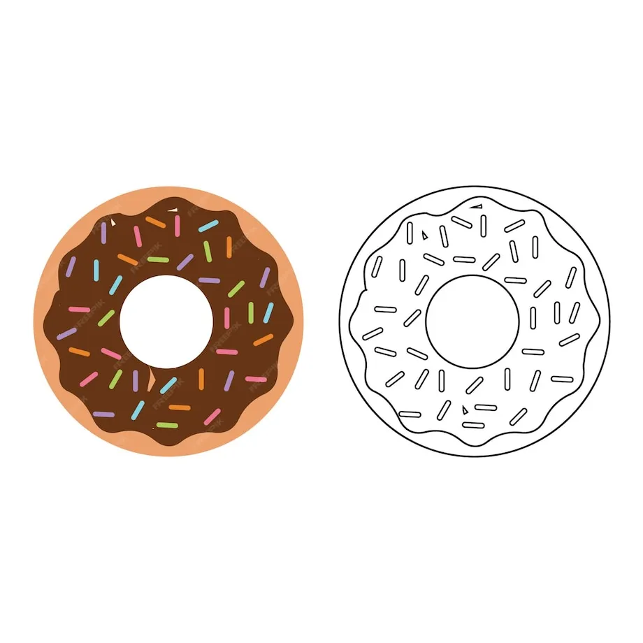 Premium vector donut with sprinkles clipart and outline for drawing