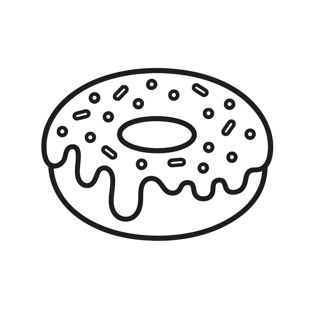Glazed Donut with Sprinkles - Bold and Easy Coloring Pages