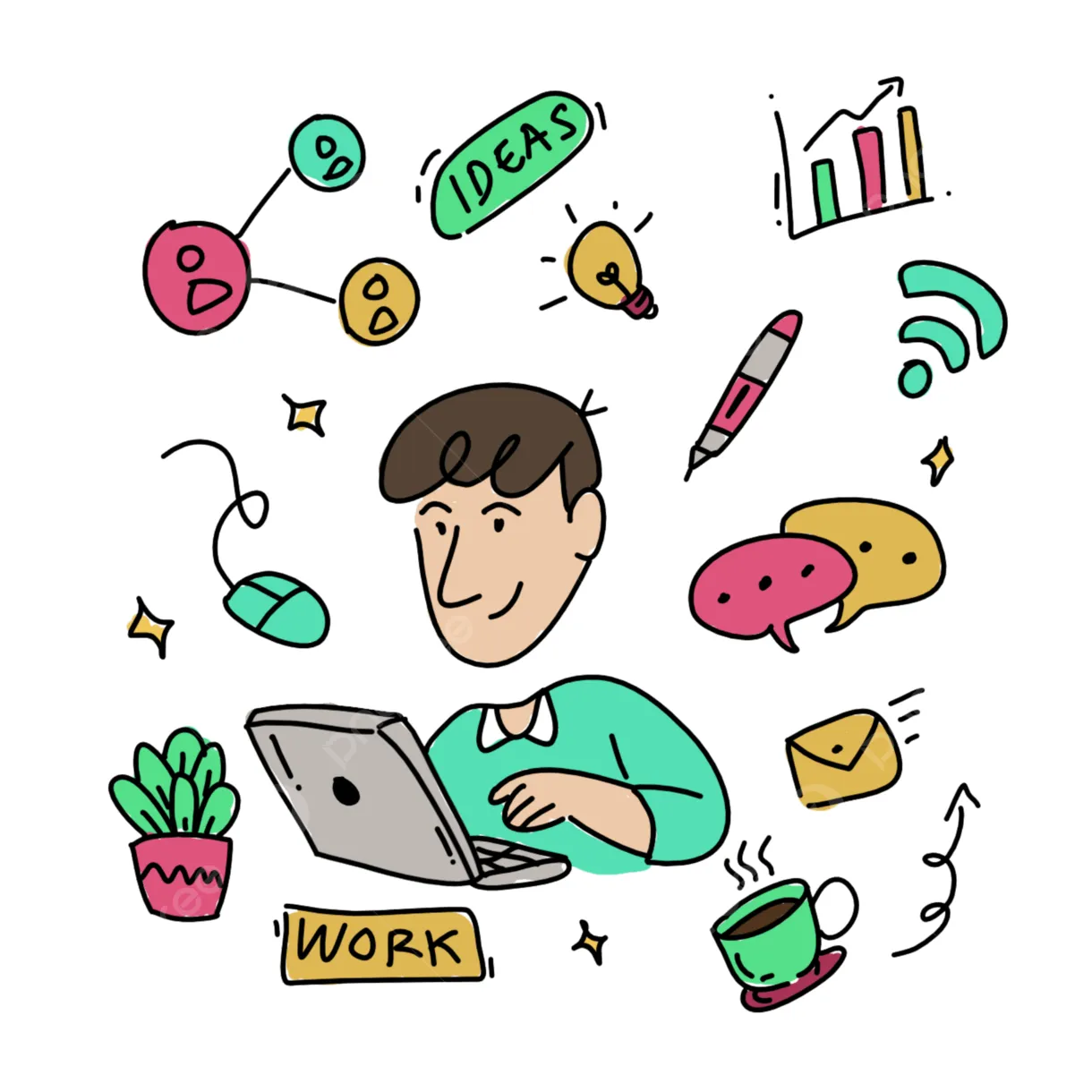 Doodle Working Hours At Home, Doodle Drawing, Doodle Sketch, Doodle PNG