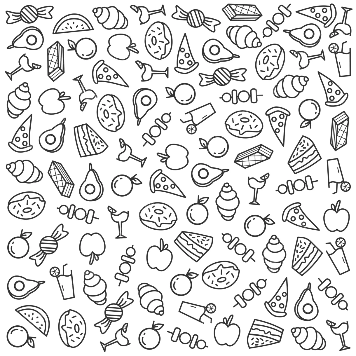 Food Doodle Set Illustration Vector Collection, Food Drawing, Rat