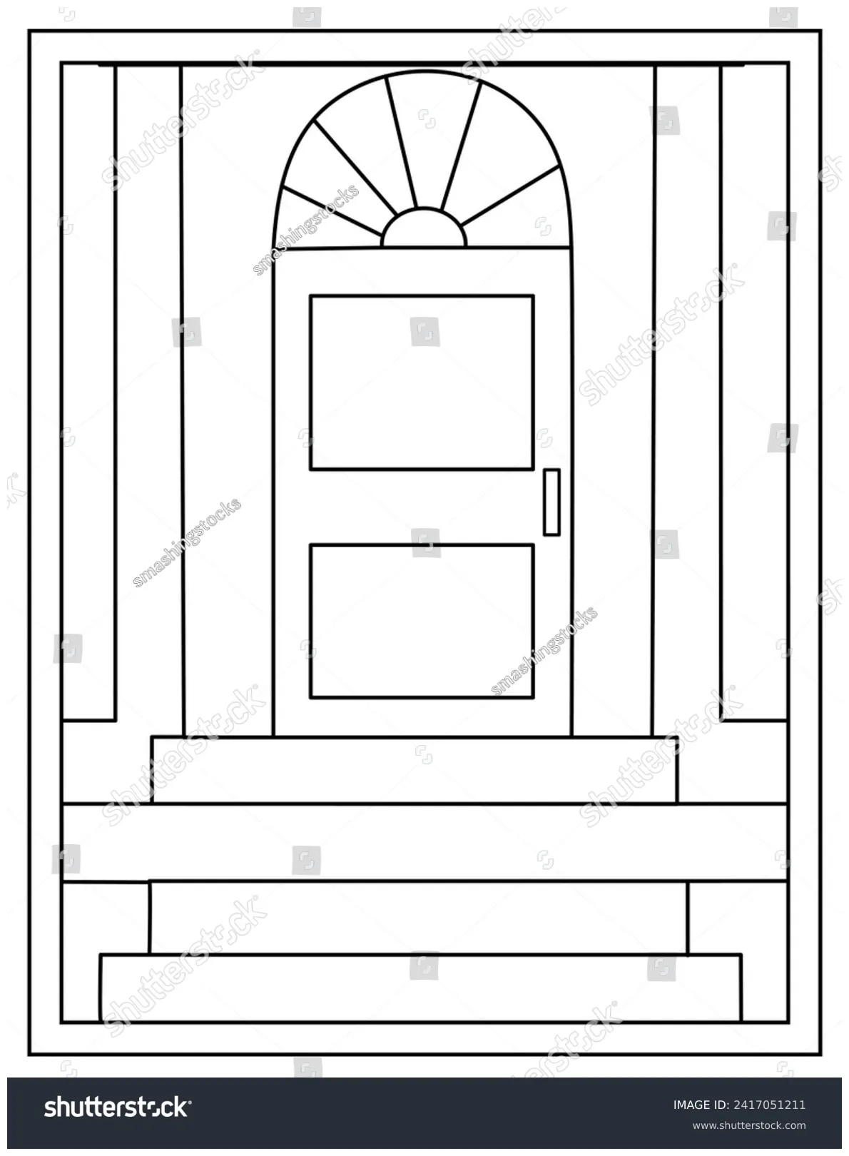 Door Linear Vector Coloring Page Design Stock Vector (Royalty Free