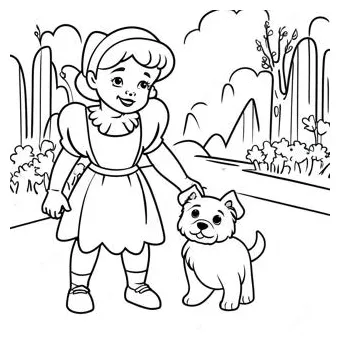 Dorothy and toto in emerald city coloring page coloring-pages