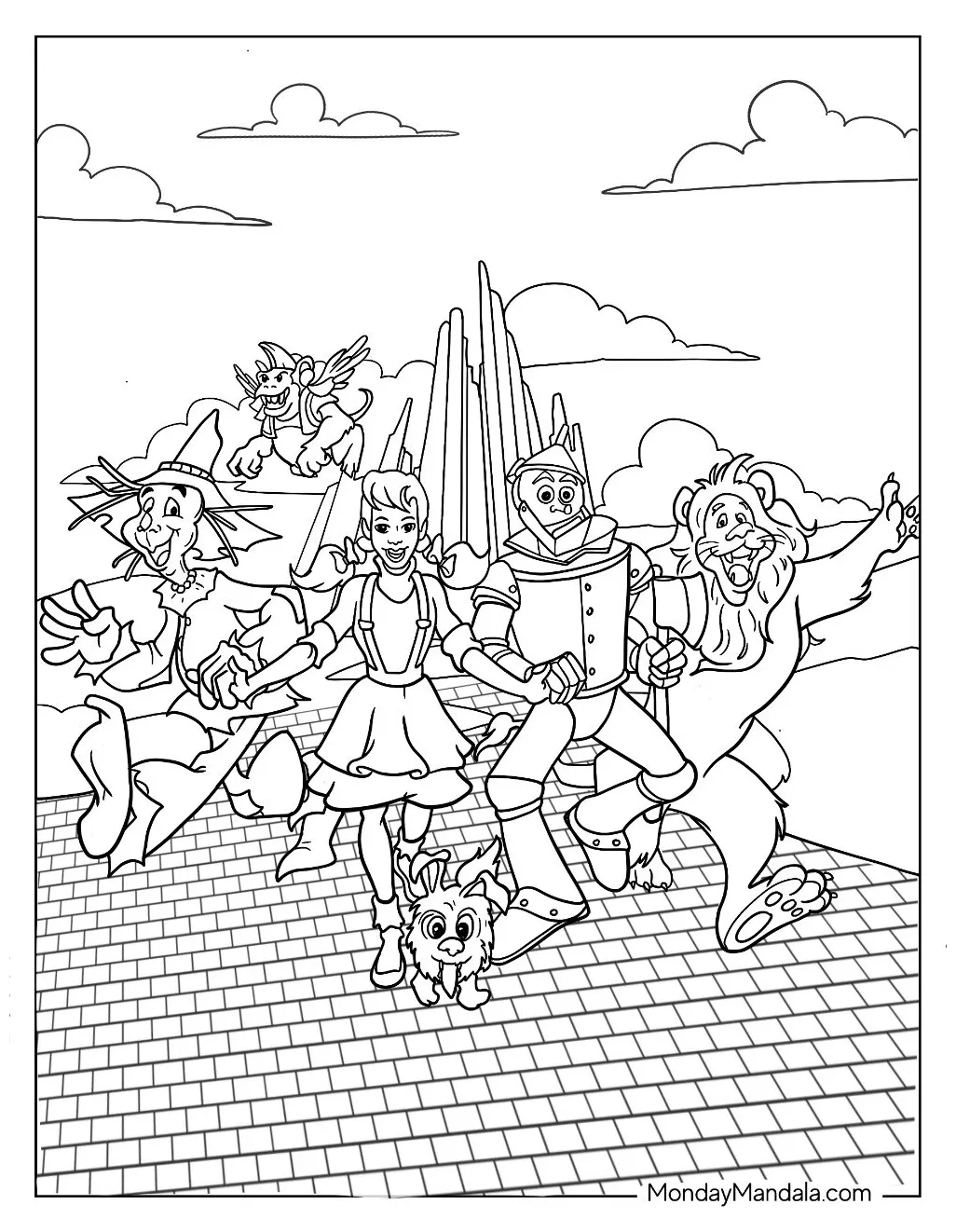 Dorothy holding toto coloring page free printable