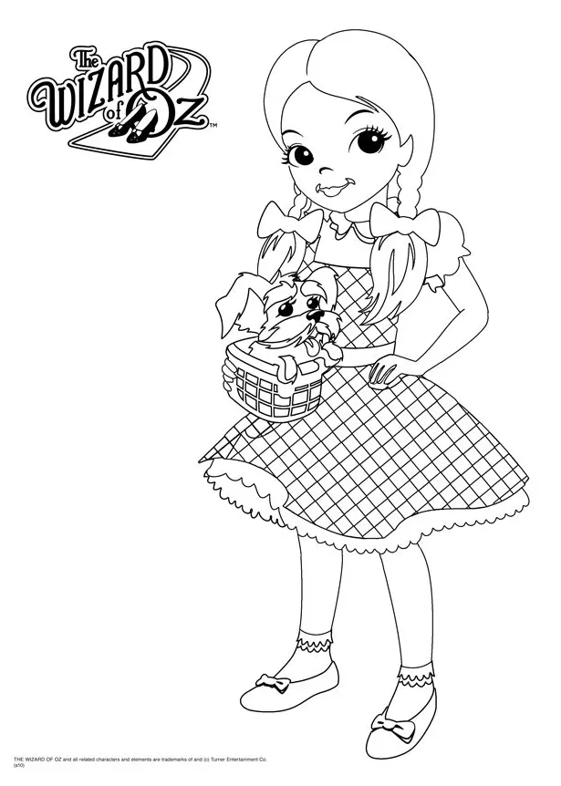 Dorothy holding toto coloring page free printable coloring pages artofit