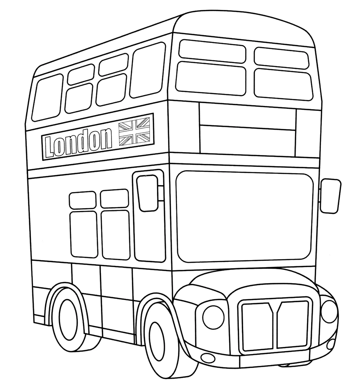 Double-decker bus coloring page - free and printable