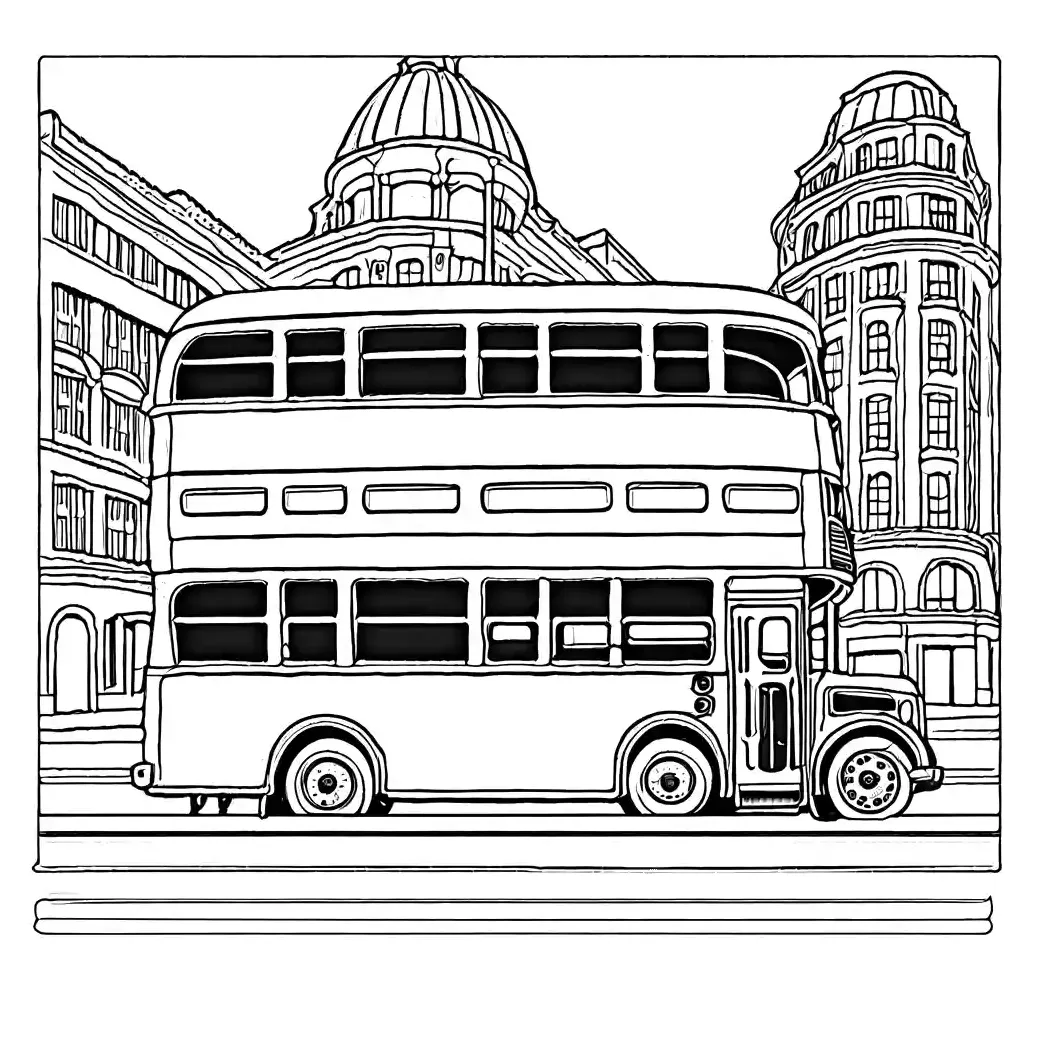 Double-decker bus illustration coloring page lulu pages