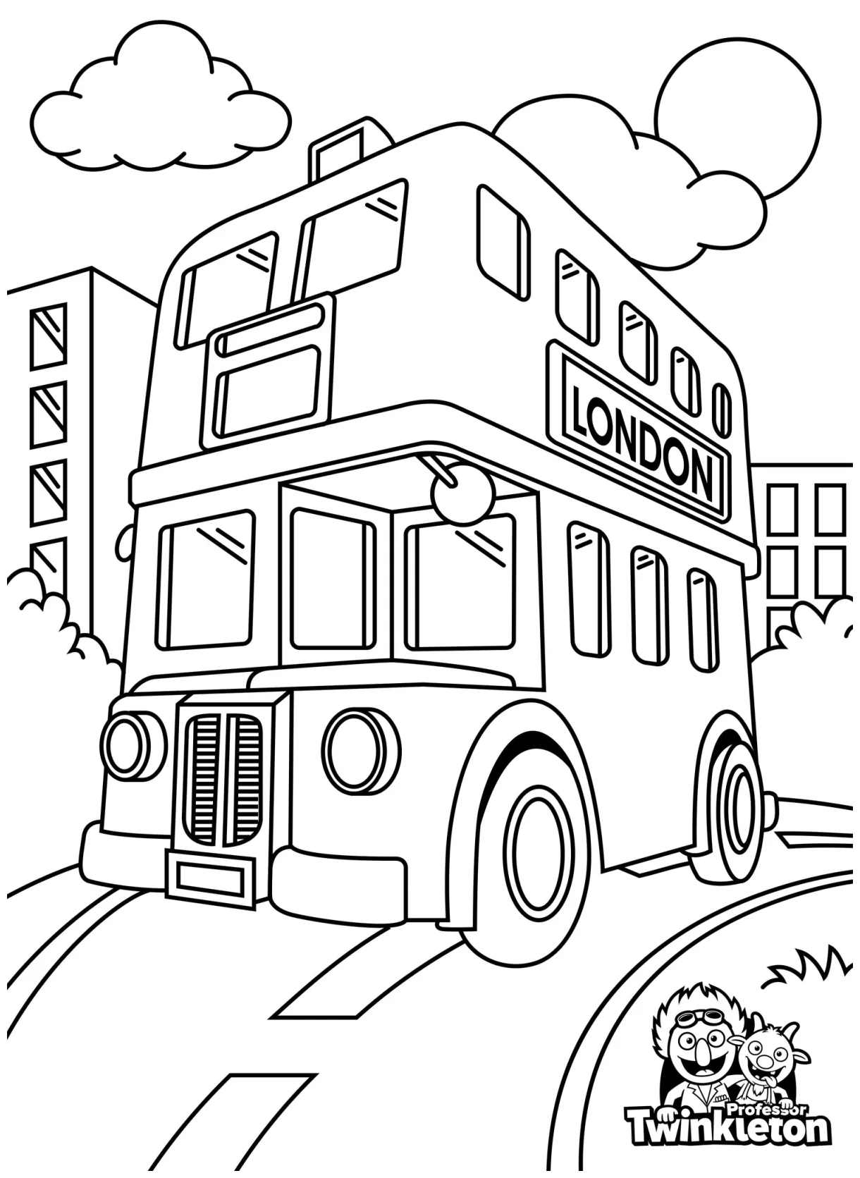 Double-decker bus coloring page twinkleton