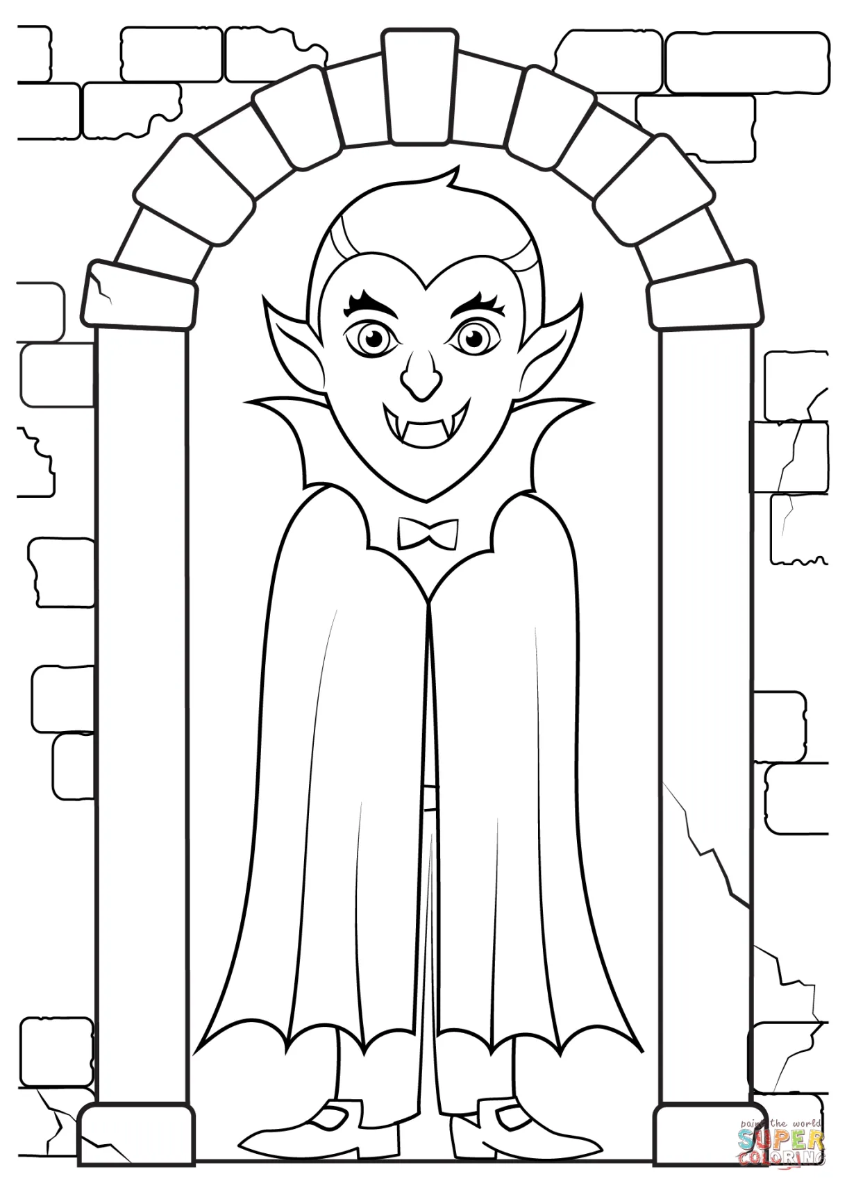 Vampire dracula at the door coloring page free printable coloring pages