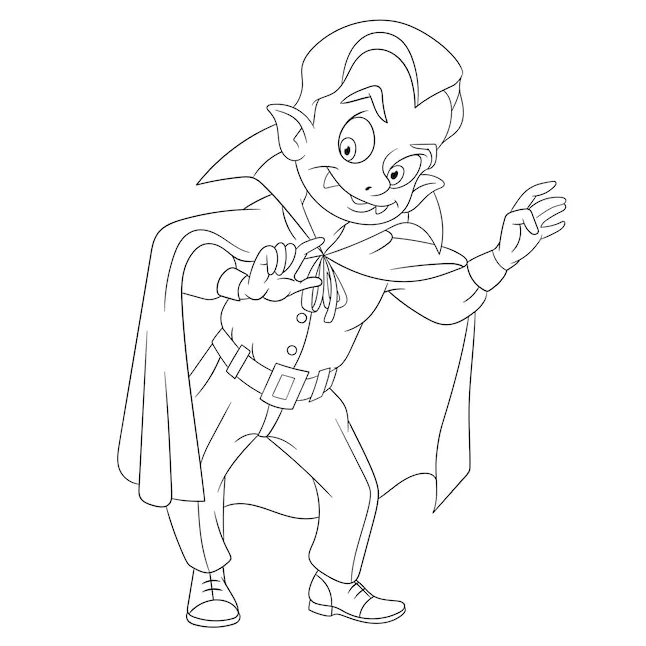 Premium vector cute dracula vampire. cartoon coloring book page for kids