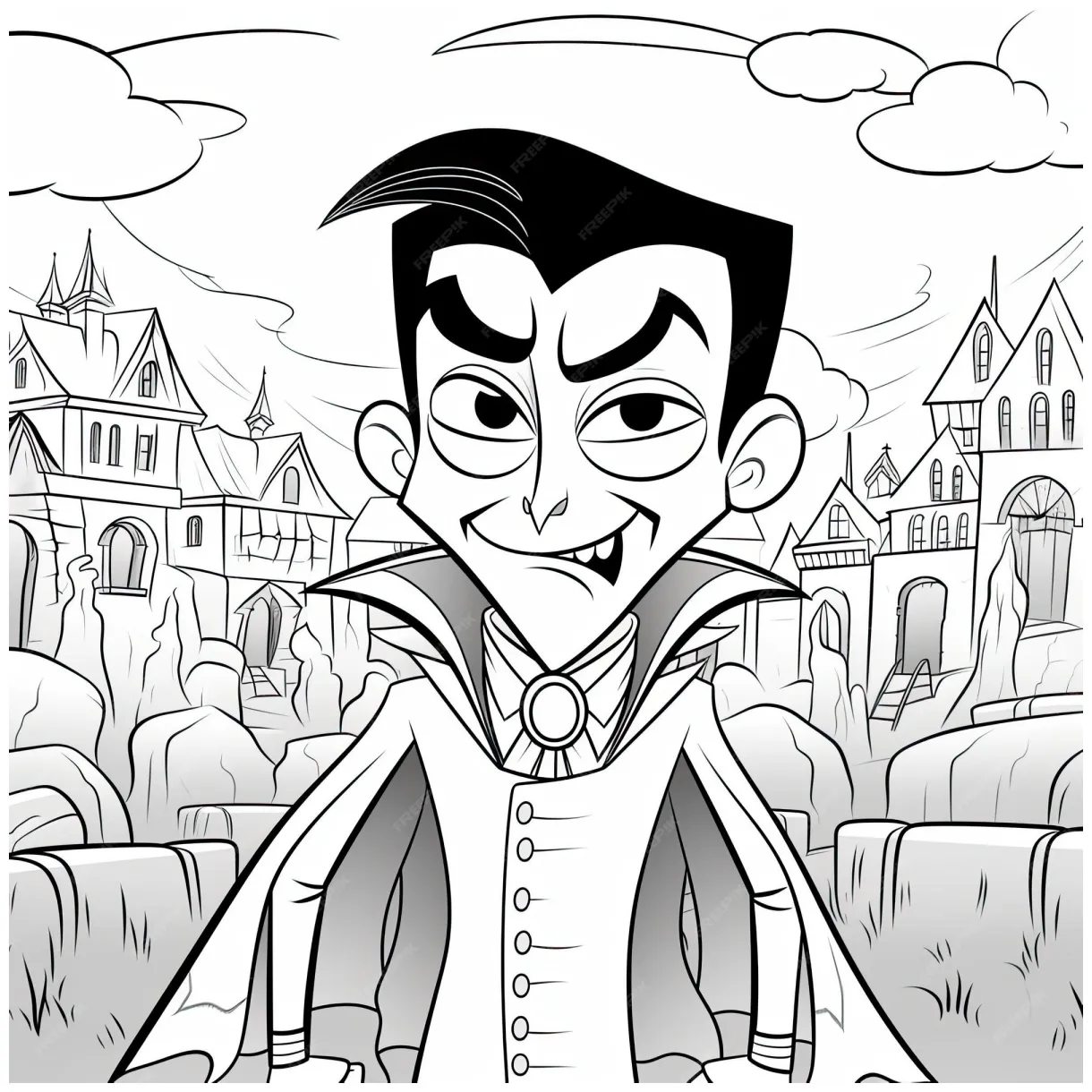 Premium dracula vampire simple children coloring page halloween