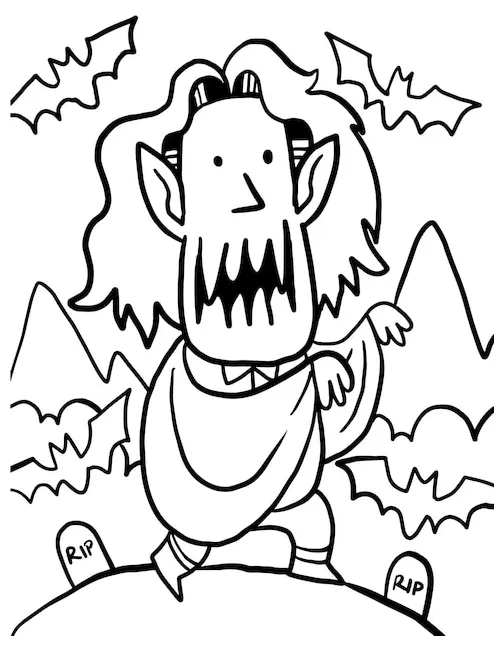 Premium Vector | Dracula vampire halloween doodle coloring page