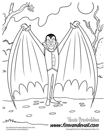 Vampire Coloring Pages | Dracula Coloring Page