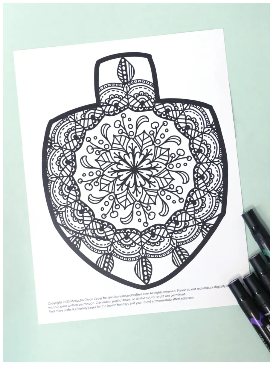Dreidel Coloring Page (Free Printable) - Jewish Moms & Crafters