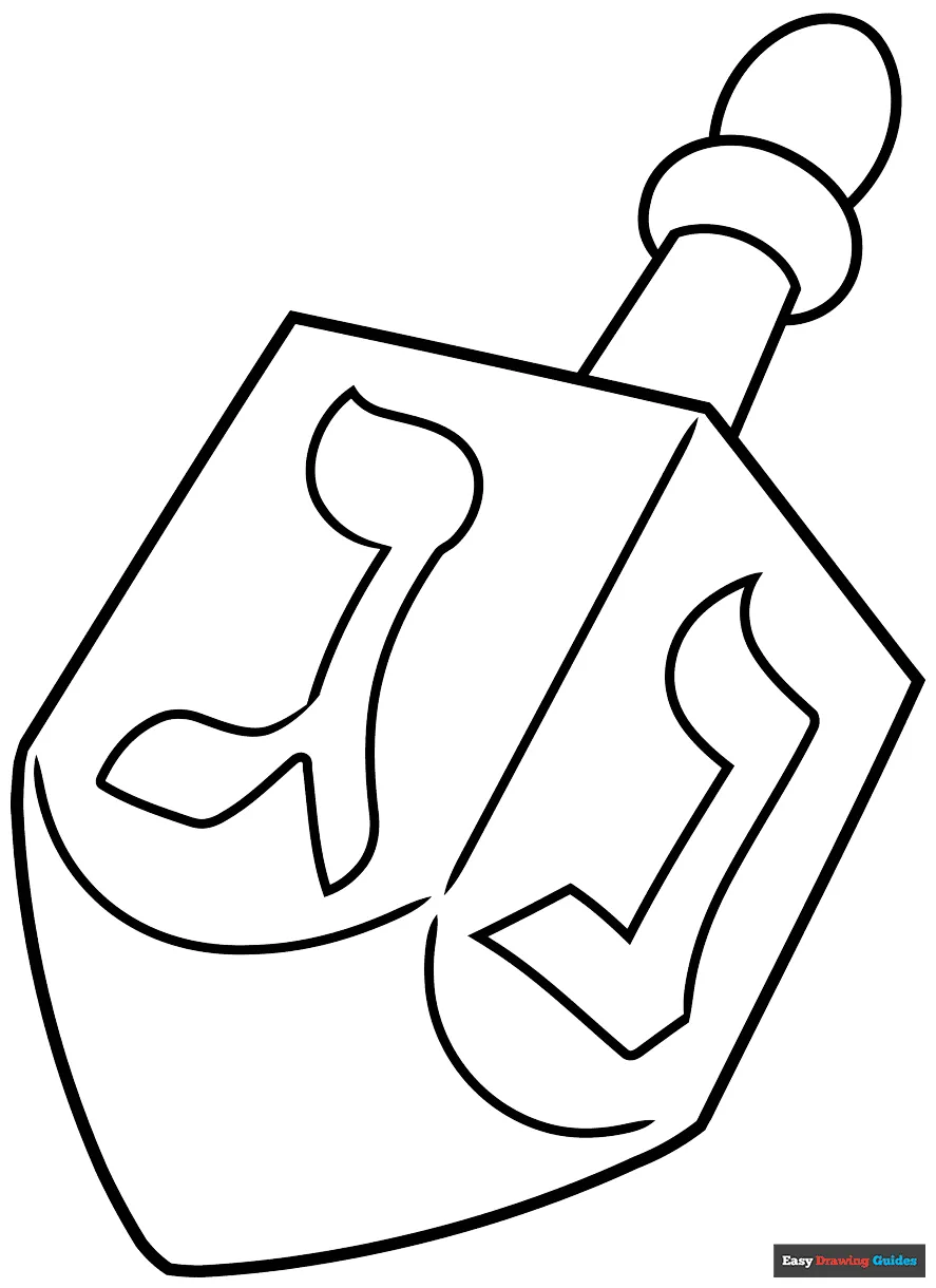 Dreidel Coloring Page | Easy Drawing Guides