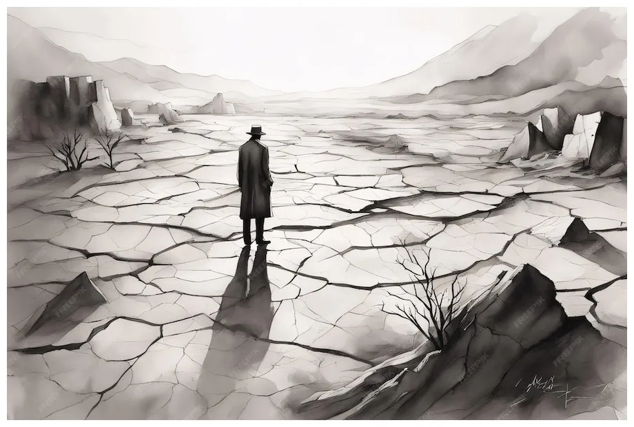 Premium ai drought and famine themed coloring page printable