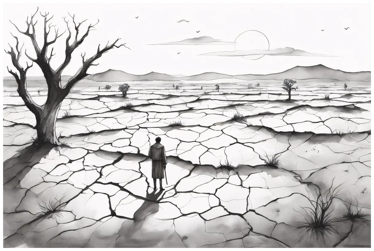 Premium ai drought and famine themed coloring page printable printable coloring page