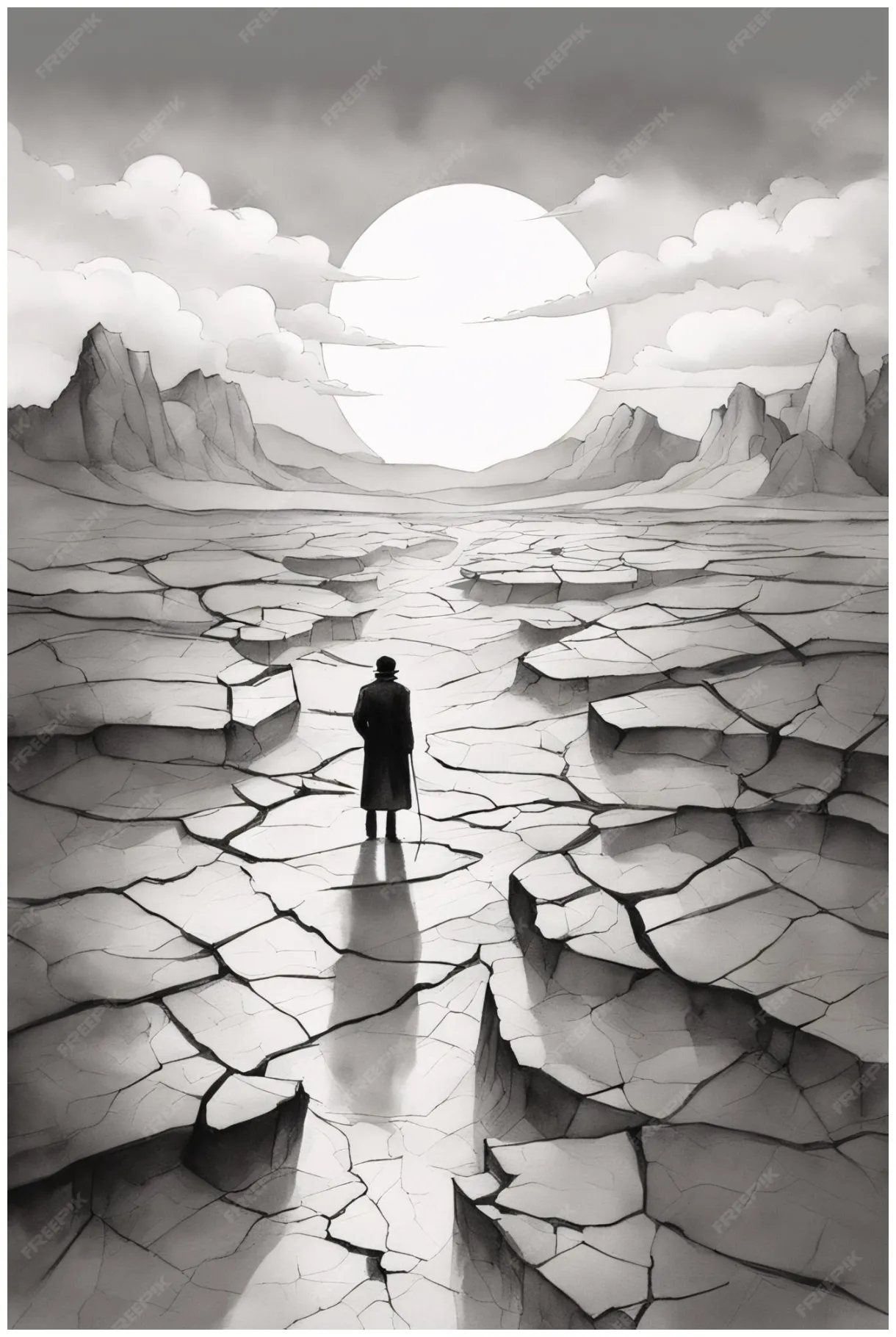 Premium ai drought and famine themed coloring page printable