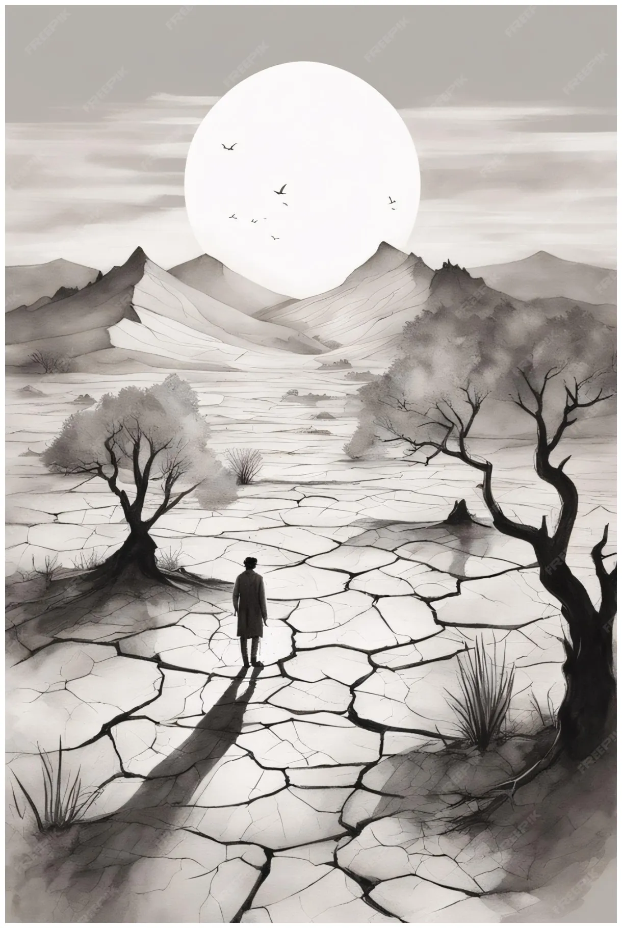 Premium ai drought and famine themed coloring page printable printable coloring page