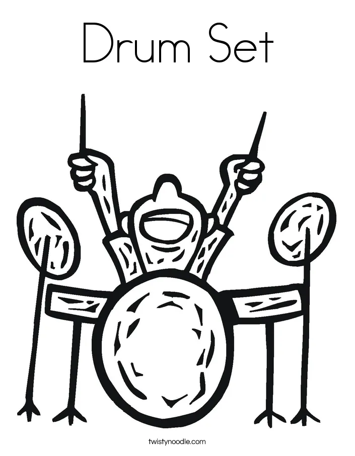 Drum set coloring page twisty noodle