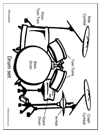 Drum set coloring page at getcolorings free printable colorings