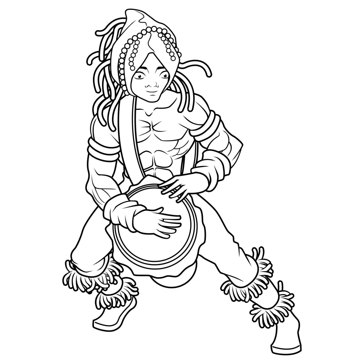 Drummer character coloring page 4373780 vector art at vecteezy