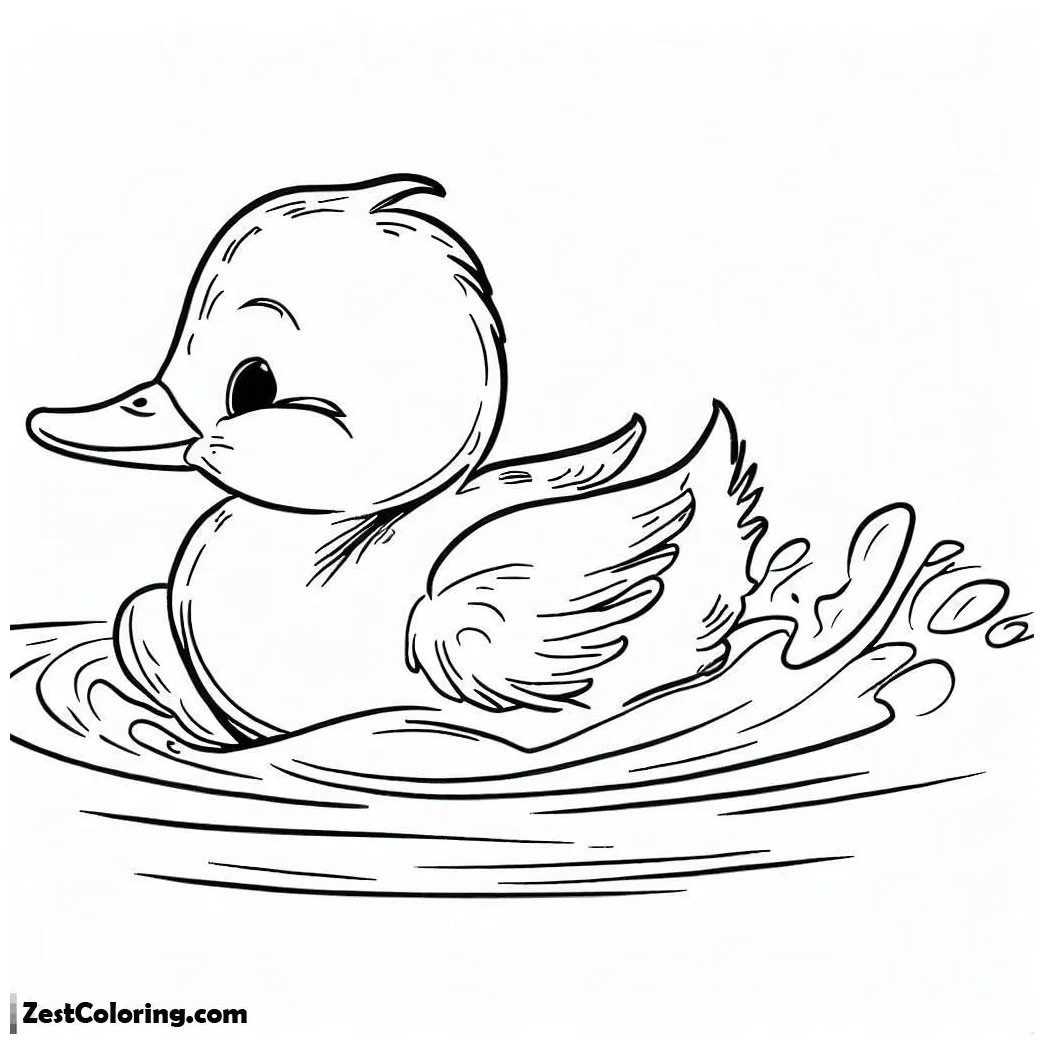 A duckling swimming coloring page coloring for kids smart, creative