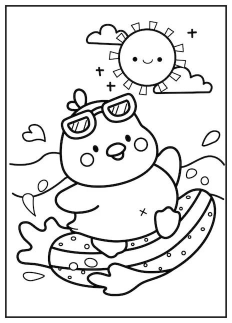 Premium Vector | A coloring page of duck swimming in the sea
