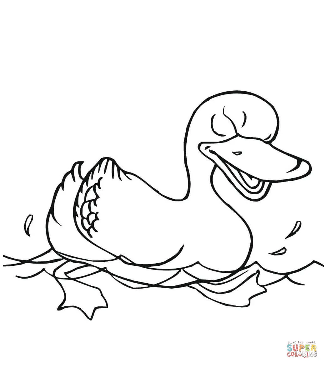 Swimming Duck coloring page | Free Printable Coloring Pages
