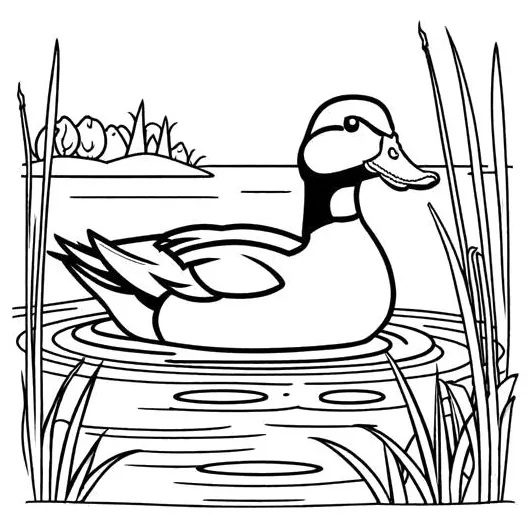 Duck with pond and grass coloring page lulu pages printable coloring page