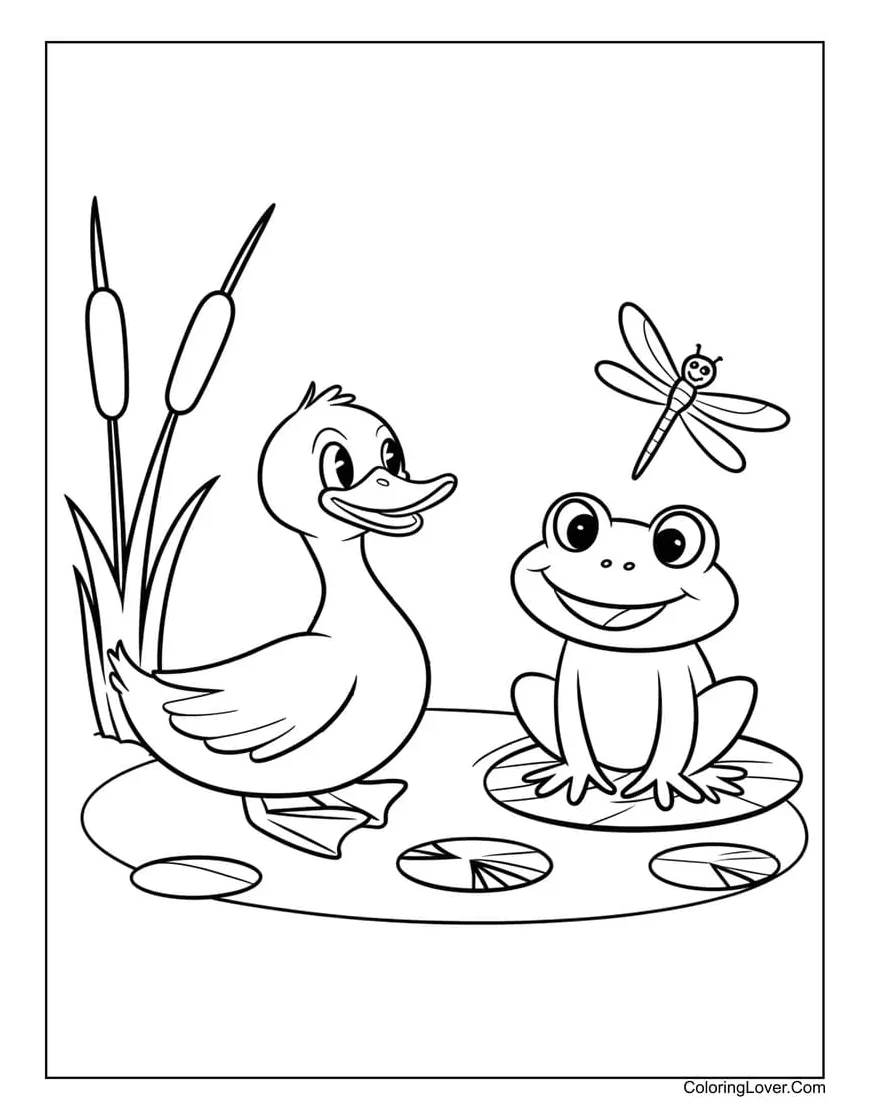 Duck pond coloring page animals in the pond coloring pages printable