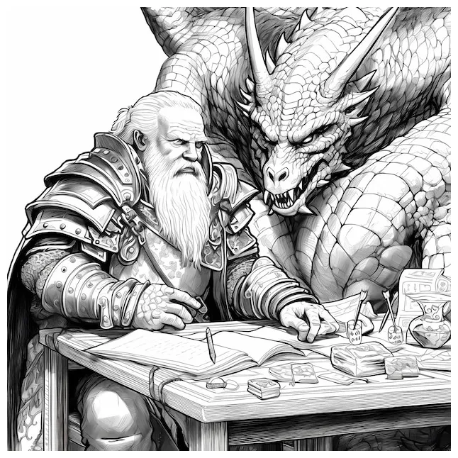 Premium Photo | Dungeons Dragons coloring page