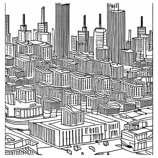 "a dystopian city" coloring page color anything