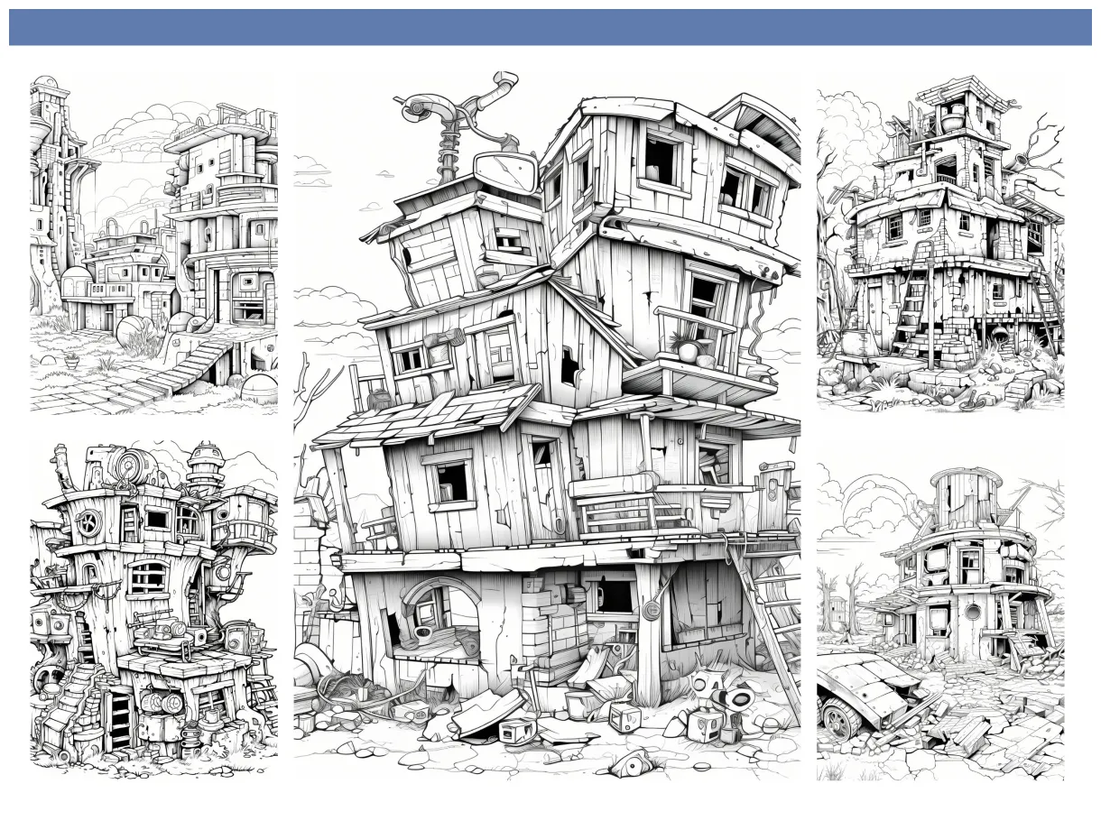 Dystopian world coloring book/20 coloring pages to relax and etsy