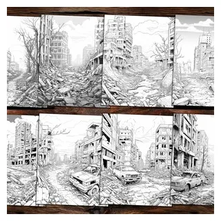 Dystopian buildings grayscale coloring book fantasy cityscapes pdf