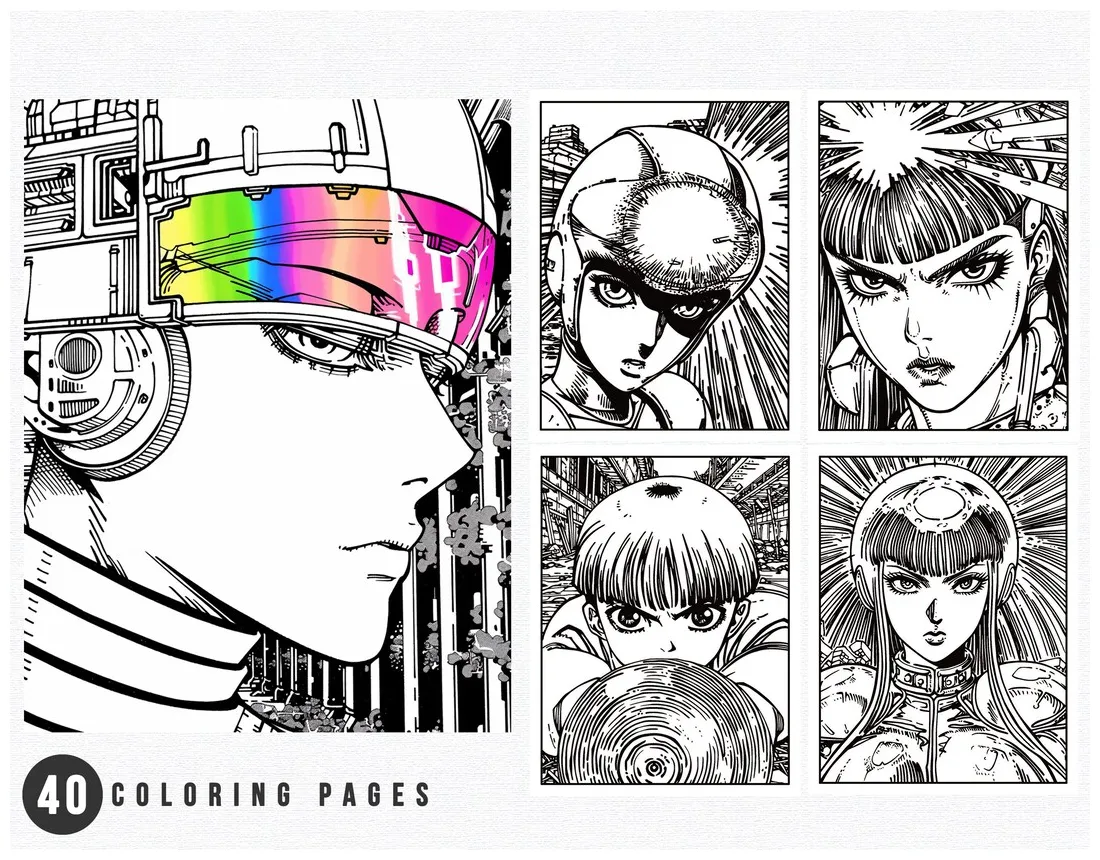 40 dystopian anime dreams coloring pages adult kid coloring book