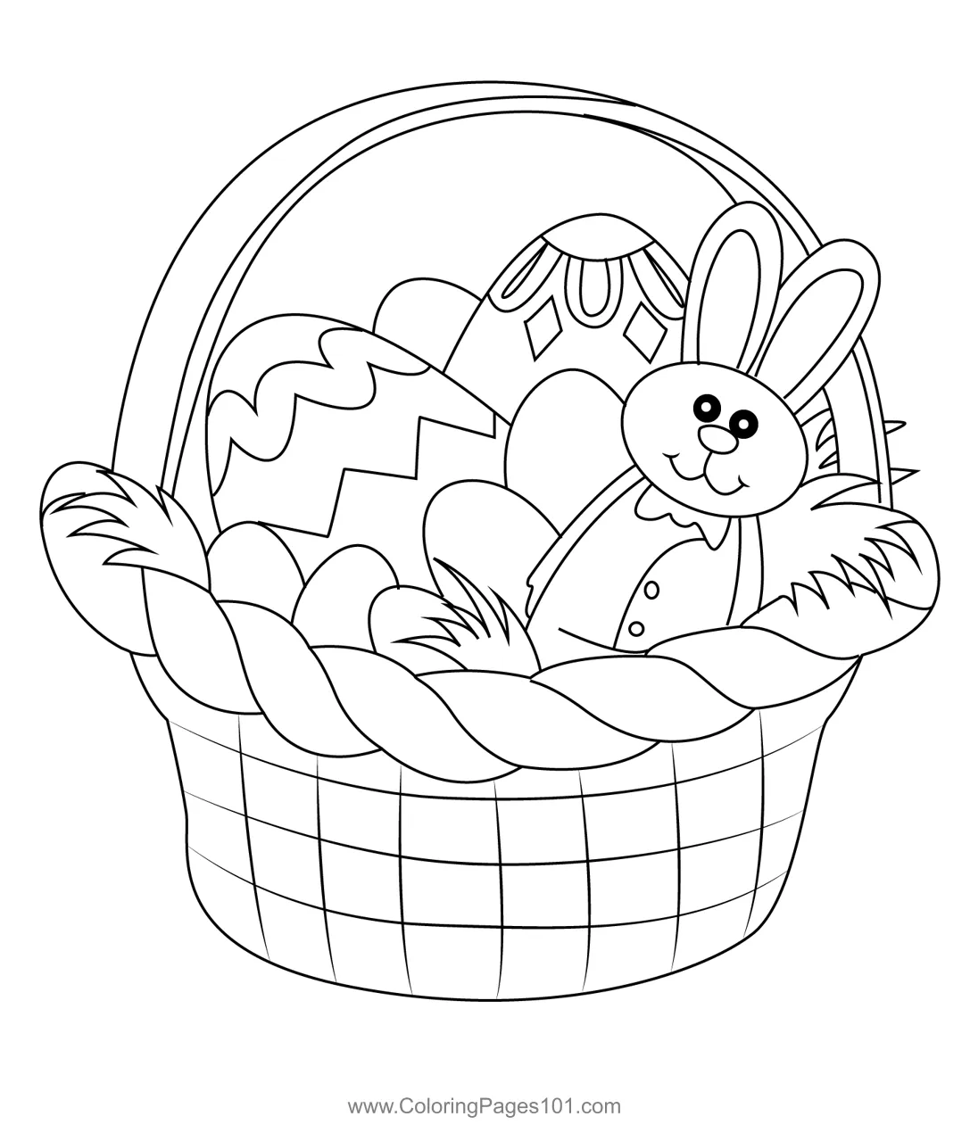 Easter Basket Coloring Page for Kids - Free Easter Printable Coloring