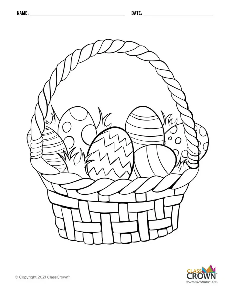 Easter Basket Coloring Page - Puzzles | ClassCrown