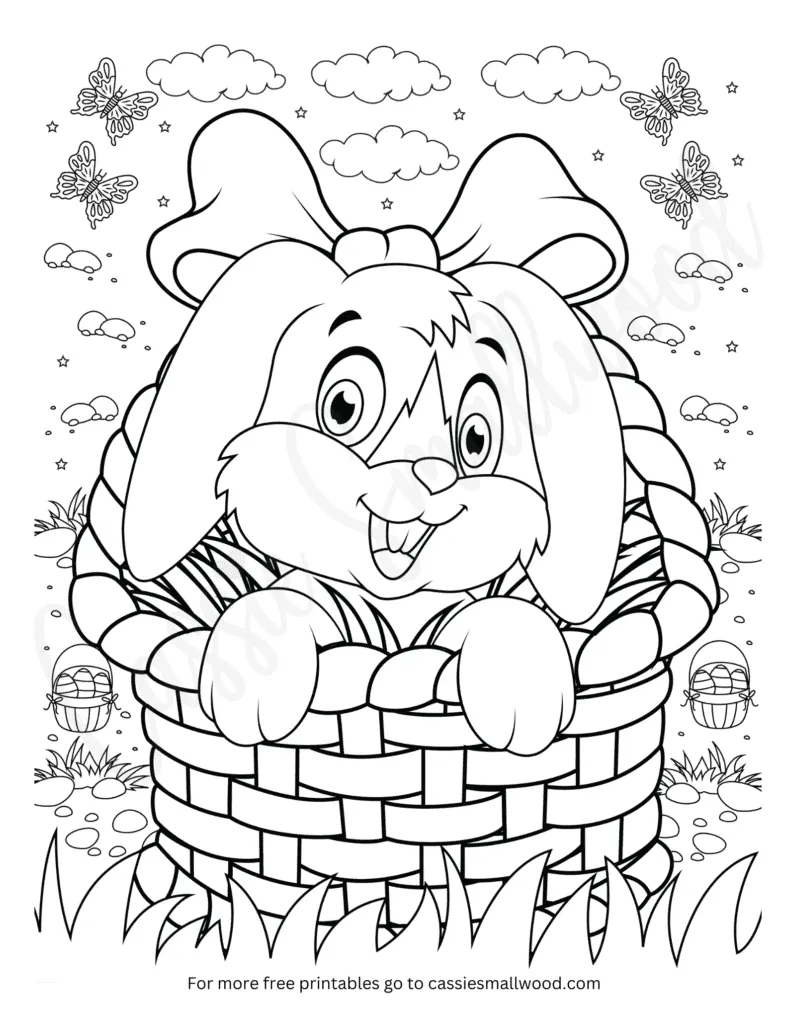 Bunny in an easter basket coloring page cassie smallwood