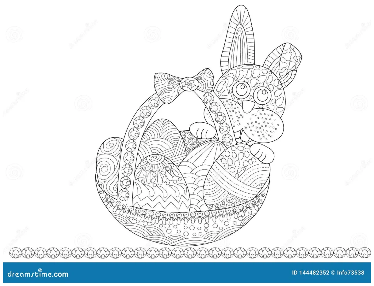 Easter bunny with a basket stock vector. illustration of holiday